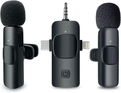 3 in 1 Funkmikrofon, 2er Pack Mini Mikrofon, Rauschunterdrückung Ansteckmikrofon - Bild 1 von 6