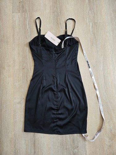 HOUSE OF CB Pedra Body-Con Satin Minidress Black Size XS LBD New With Tags - Picture 4 of 9