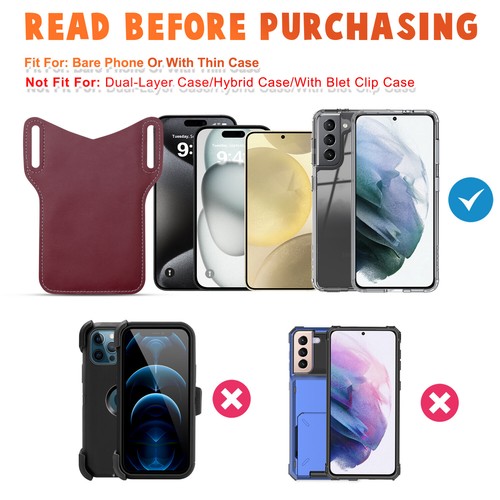 Vertical Cell Phone Holster Pouch For iPhone Samsung Wallet Case With Belt Clip - Picture 14 of 17