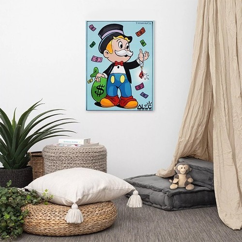 Alec Monopoly Leinwandbild "Hellblau Mix-Up Holding Jewel Necklace" Wandbild - Bild 4 von 9