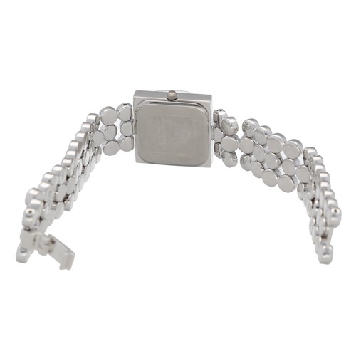 Adee Kaye Mother of Pearl Dial Crystals Accent Steel Square Quartz Women's Watch - Picture 3 of 3