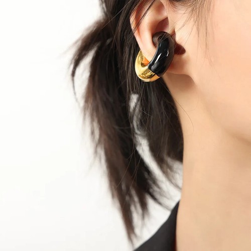 Ear Cuff ohne Piercing vergoldet Edelstahl Emaille Unisex dick Clip Geschenk - Bild 1 von 12