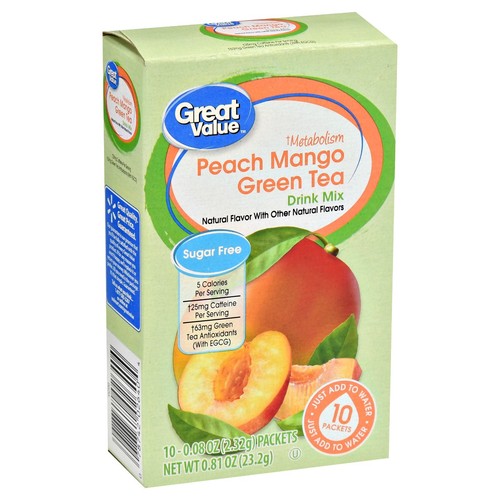 10 Boxes Of Great Value Peach Mango Green Tea with Metabolism Drink Mix