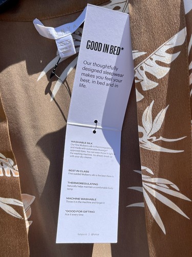 $248 NWT Lunya Washable 100% Silk Short Kimono Robe Lush Caramel Brown Palm XS/S - Picture 6 of 20