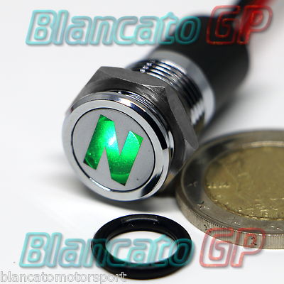 SPIA LED 14mm CON SIMBOLO BATTERIA metallo lampada 12V battery indicator light