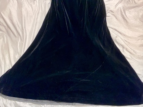 Ralph Lauren Black Long Velvet Spaghetti-Strap Maxi Dress Size 12 Aline Biascut - Picture 19 of 23