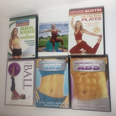 6 DVD Exercise Set Balance Ball, Caribbean Workout Abs, Buns & Thighs, Pilates