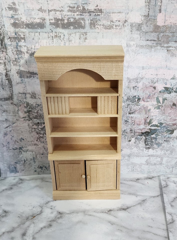 112 Dollhouse Furniture Wooden Unfinished Bookcase Bookshelf eBay