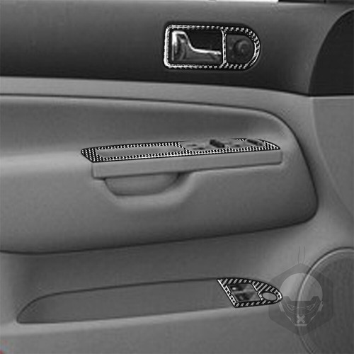 6Pcs Carbon Fiber Interior Door Panel Window Lift Trim For VW Golf MK4 1999-2004 - Picture 5 of 10