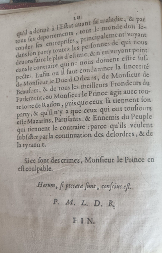 Mazarinade 1651 filigrane prince de Condé L'exacte recherche des desordres - Picture 6 of 6