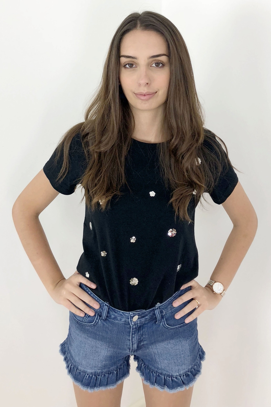 Sass Favourite Frill Hem Denim Shorts Sass Favourite Frill Hem Denim Shorts