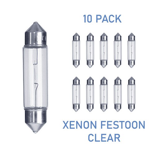 Xenon Festoon Light Bullb 12V or 24V | 3W 5W 10W | Clear or Frost - 10-Pack - Picture 4 of 11