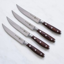 Messermeister Avanta Steak Knife Set Stainless Steel Blade Brown POM Handle 4pc