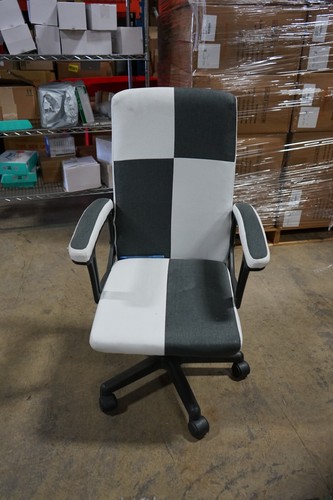 Home Office Chair White and Grey Simple Design, High Back, Adjustable Height