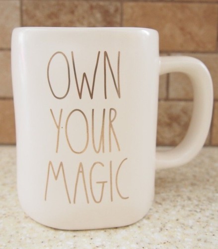 Rae Dunn White Gold 'OWN YOUR MAGIC' Witch Oversized Farmhouse Style Mug Cup New - Picture 6 of 6