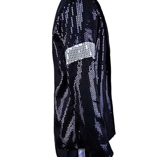 Michael Jackson Billie Jean Jacke Schwarz Pailletten Silber Cosplay Erwachsene Handschuh - Bild 2 von 8