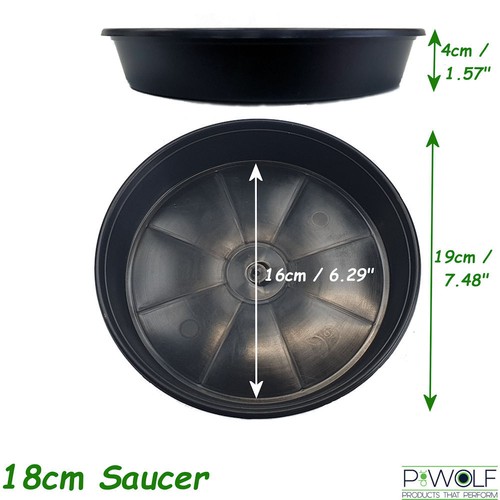 Plant Pot Saucers Strong Sizes 18cm to 45cm - Drip Tray Indoors Outdoors - Black - Picture 3 of 16