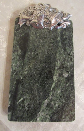 Arthur Court Holly & Bells grüner Marmor Käse Schneidebrett Serviertablett * 1991 - Bild 13 von 13