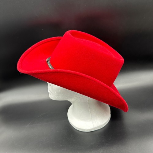Red Wool Felt Cowboy Hat Outback Trading Company Durango Braided Black Band Med - Picture 5 of 13