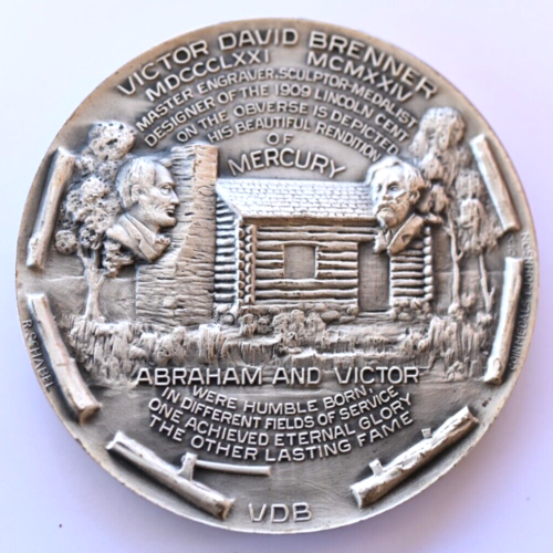 1962 Metal Arts Victor David Brenner Mercury Silver Medal .999 Silver 6.61 Oz - Picture 2 of 5