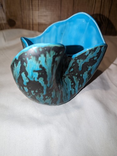 EX RARE Art Pottery MCM MIRIAM'S CERAMICS Drip Glaze Bowl Vase 6"x6" - Picture 3 of 10