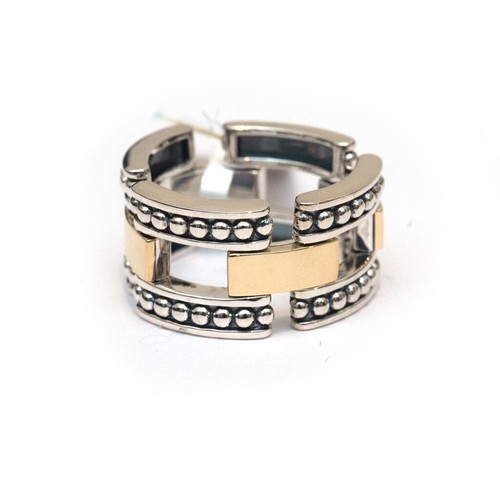  LAGOS New Sterling Silver & 18K High Bar Flexible Ring Size 7 (Fits like a 6.5) - Picture 1 of 8