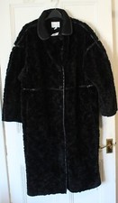 Black H&M soft teddy with contrasting trim button front coat - size XS - BNWT