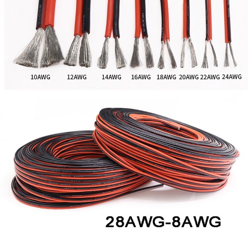 Twin 2-Core Flexible Silicone Cable 8/10/12/14/16/18/20/24/26/28/30AWG 2P Wire - Picture 1 of 8