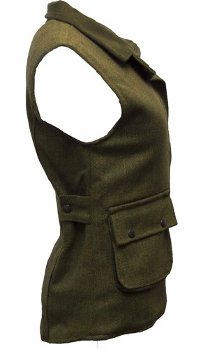 Walker & Hawkes Ladies Derby Tweed Bodywarmer Waistcoat Gilet Jacket DARK SAGE - Picture 2 of 5