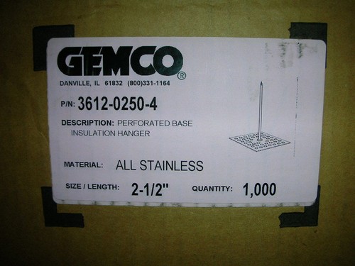 GEMCO 3612-0250-4 APPENDIABITI ISOLANTE BASE FORATA TUTTO INOX 2-1/2" - Foto 2 di 8
