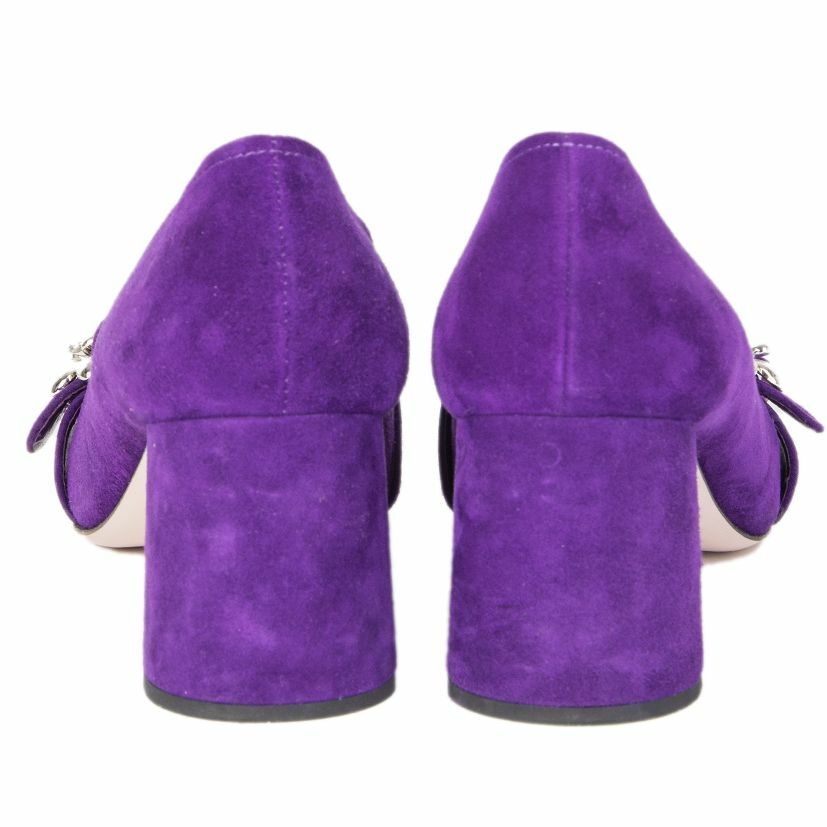 56206 56206 56206 auth PRADA purple suede CRYSTAL EMBELLISHED BLOCK HEEL Pumps shoes 38 90dbc9 56206 56206 56206 auth PRADA purple suede CRYSTAL EMBELLISHED BLOCK HEEL Pumps shoes 38 90dbc9