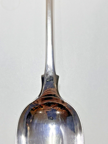 Sterling Silver English Long Serving Spoon 144 Gr. 1800's Monogrammed      ML - Picture 14 of 19