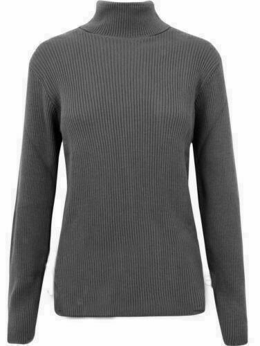 High Roll Polo Neck Ladies Long Sleeve Stretch womens Knitted Ribbed Top (S-L ) - Picture 16 of 23