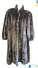 Gorgeous Real Ranch mink Female pelts Fur Coat brown Full Lenght. Size 10.