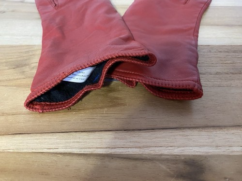 VTG Isotoner Ladies Genuine Red Leather Lined Gloves Size 7 ~ EUC - Picture 6 of 8