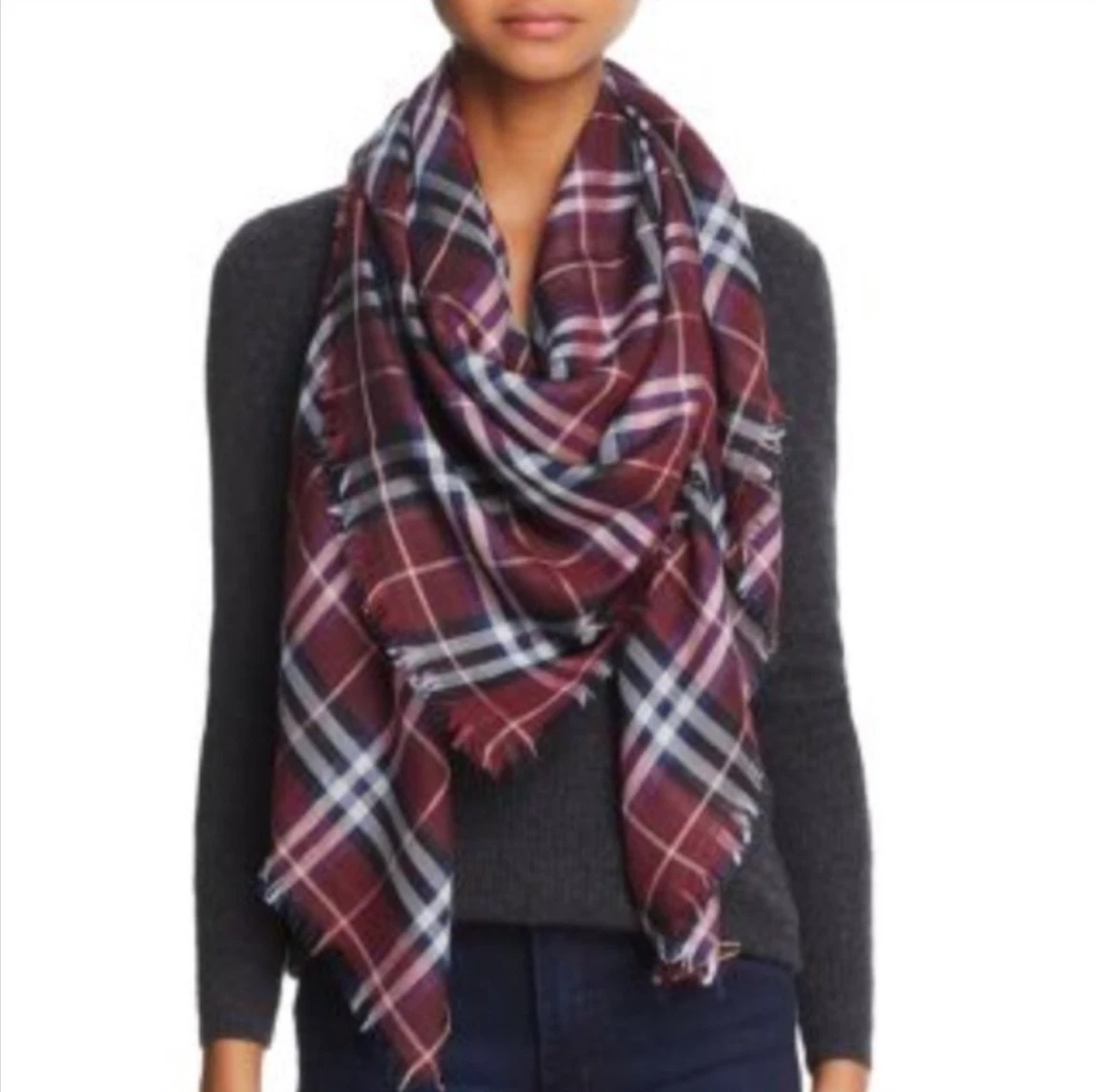 Burberry — $715 Authetic BNWT BURBERRY Check lightweight Scarf Mens/Womens Scarf IN Claret