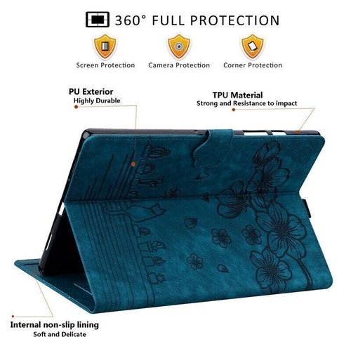 Leather Flower Cat Tablet Case For Samsung Galaxy Tab A7 A8 A9 S7 S8 S9 S10 + - Picture 75 of 76