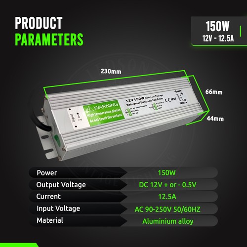 DC 12V LED Driver Fuente de Alimentación Transformador Impermeable IP67 240V para Tira LED - Imagen 35 de 56