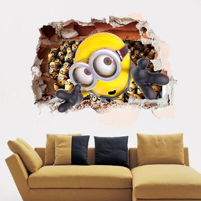 Minions Despicable Me Wall Art Stickers Boys Girls Bedroom Children Party Decor