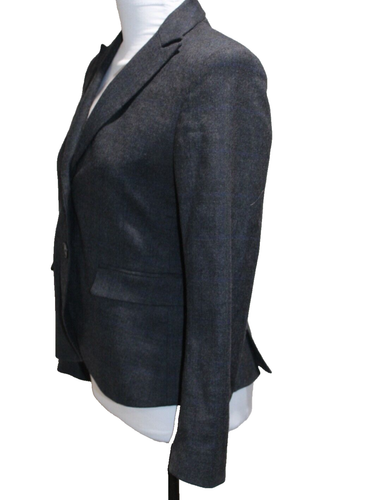 Theory Coat Womens 2 Button Up Blend Wool Blazer Gray Plaid Made USA Pockets 6 - Picture 4 of 6