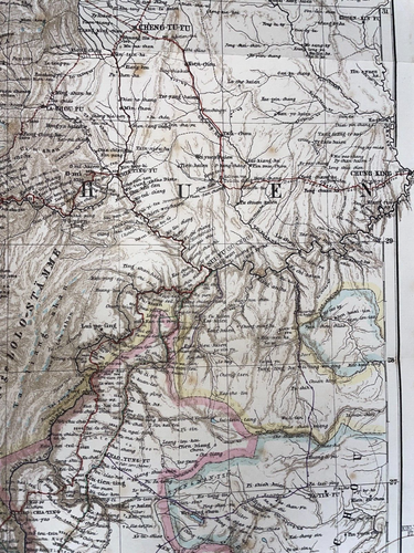 SOUTHWEST CHINA SSU-CHUEN & YUN-NAN 1883 HASSENSTEIN ANTIQUE MAP 19TH CENTURY - Picture 5 of 17