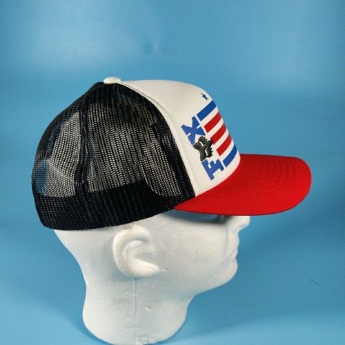Fox Racing Hat Mens Snapback American Flag Mesh Trucker Cap White Blue Red - Picture 2 of 5