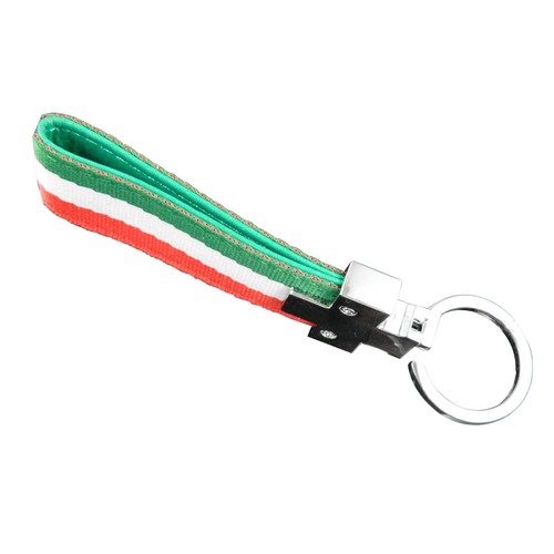 Italian Flag Theme Stripe 3-Color Nylon Band Strap Keychain Key Fob Ring Chain - Picture 7 of 10