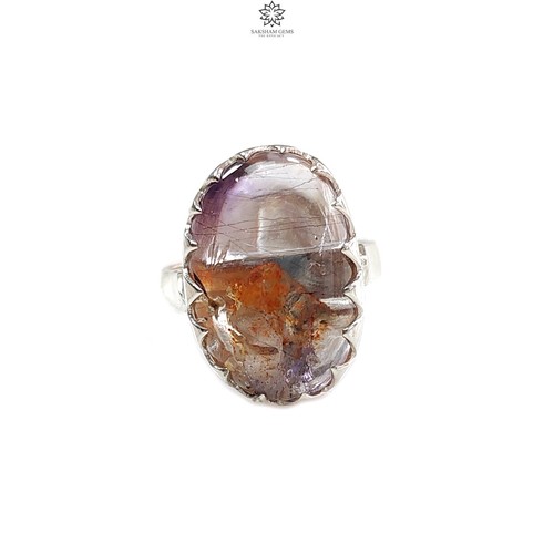 7.90gms Natural Amethyst Gemstone Oval Plain 925 Sterling Silver Adjustable Ring - Picture 3 of 6