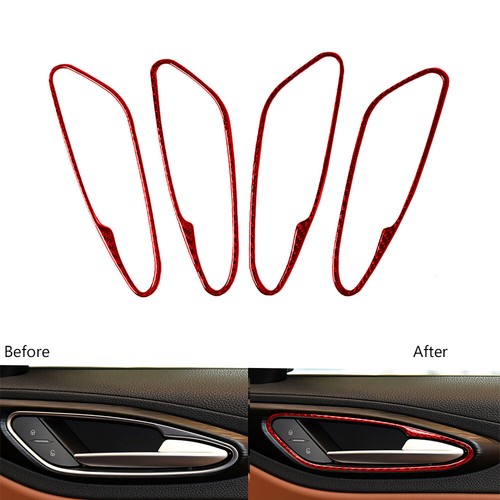 4Pcs Red Carbon Fiber Interior Door Handle Cover For Alfa Romeo Giulia 2017-2019 - Picture 1 of 11