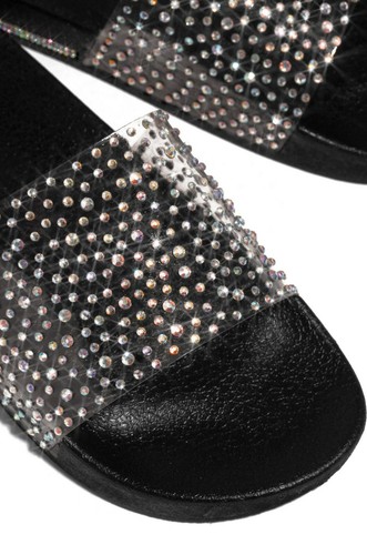 New Clear Band Rhinestone Crystal Open Toe Slides Platform Sandal Shoe Flip Flop - Picture 8 of 13