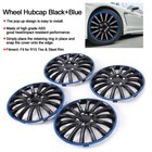 <!--F#f_0-->❥4pcs 15in Wheel Hubcap Snap On Hub Caps Cover BlackBlue For R15 Tire & Steel<!--F/-->