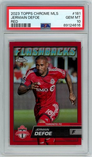 2023 Topps Chrome MLS #181 Jermain Defoe Red Refractor 3/5 PSA 10 Gem Mint - Picture 1 of 2