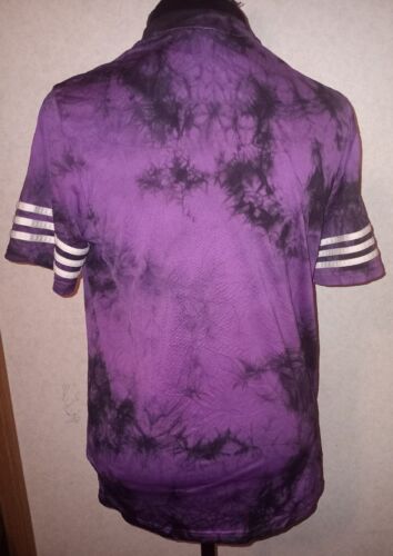 Adidas Mens M Space Dyed Jersey T Shirt Purple Black Retro 90s Football DU8513 - Picture 6 of 11