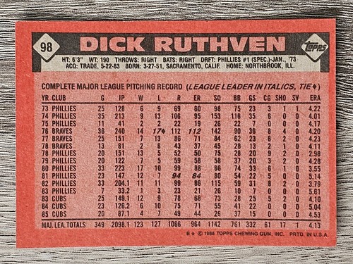 1986 Topps Baseball Pick A Card #1-#207 - Picture 181 of 385